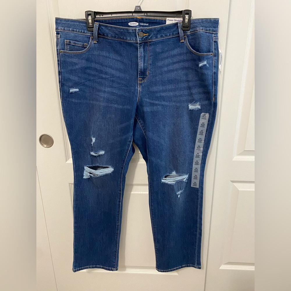 BNWT - Old Navy Power Straight Jeans - 22 Plus Size - ripped jeans